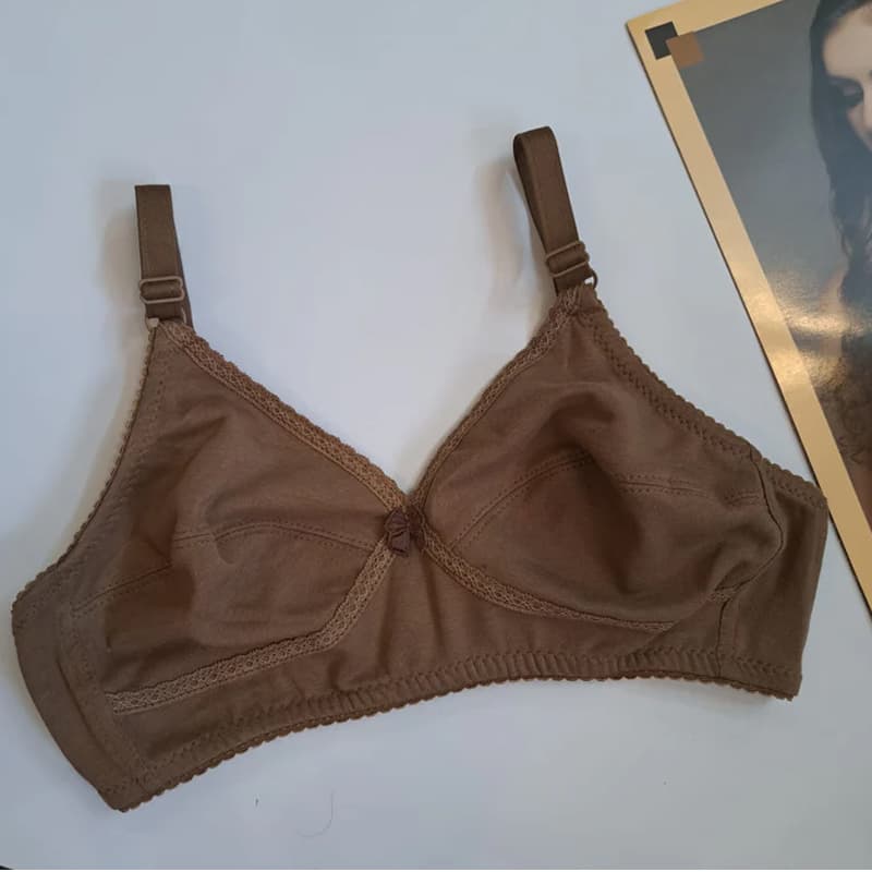 Soft Summer Fabric Cross Lace Bra, product photograph.