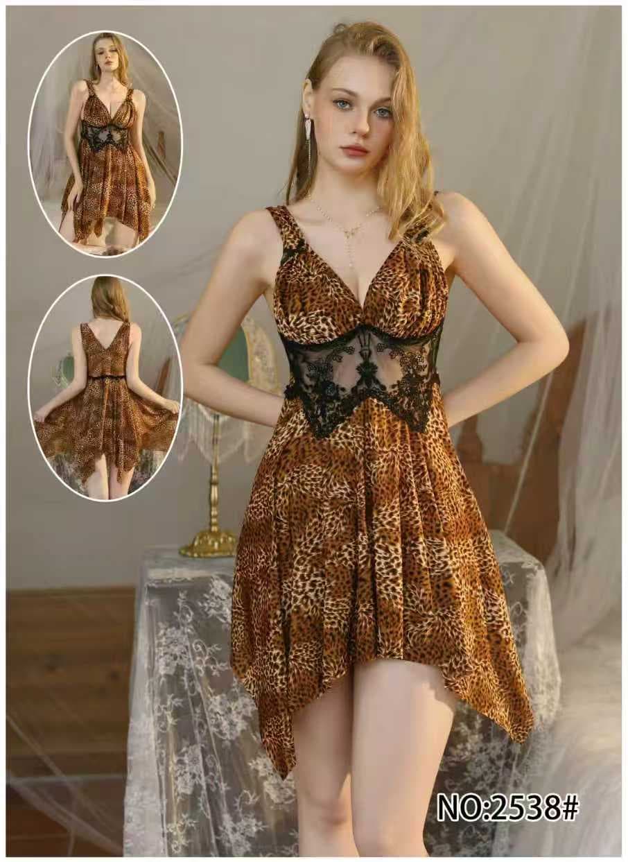 Leopard Print Babydoll Nighty, product photograph.