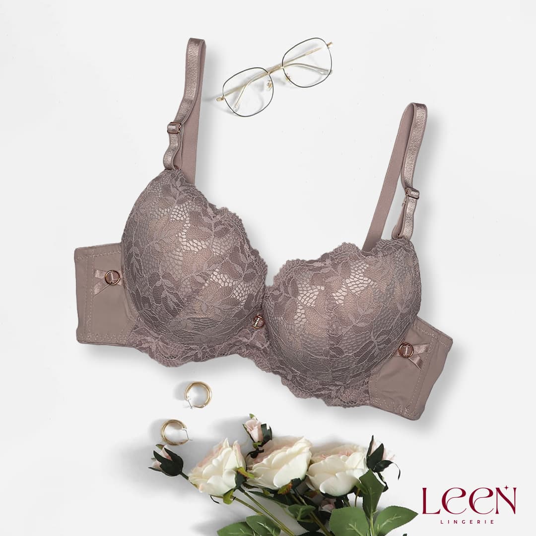 Embroidered Double Padded Bra Set, product photograph.