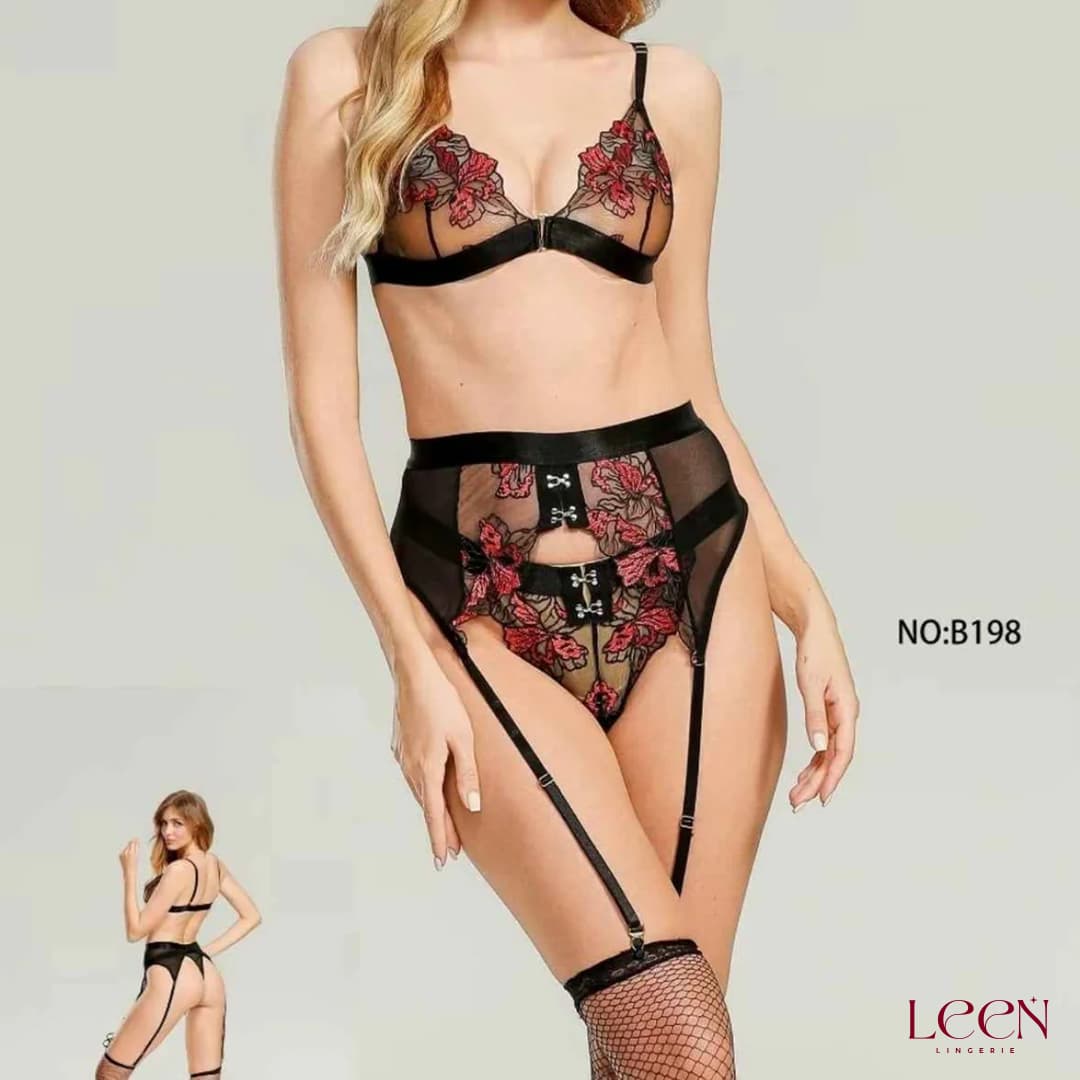 Embroidered Sexy Net Cosplay with Leg Stocking, product photograph.